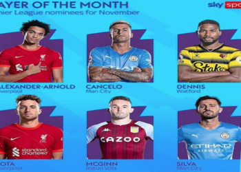 Nigeria’s Emmanuel Dennis nominated for EPL player of the Month award.