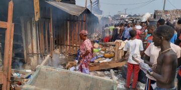 Fire Burns Down Goods In Ogbe-Ijoh Market, Delta State.