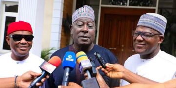 Yakubu Dogara and Babachir Lawal Meets Rivers State Governor Wike