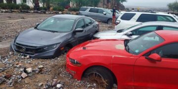 Flooding in Death Valley, California, Traps Many Tourist, Buried Cars and Park’s Roadways